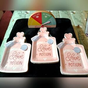 Lot of 3 Packs of Valentine's Day Mini Dessert Plates Love Potion & Love Meter